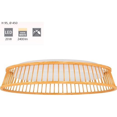 Plafoniera Contemporanea Luppineria Legno Marrone Luce Led Integrato 20W (1/3)