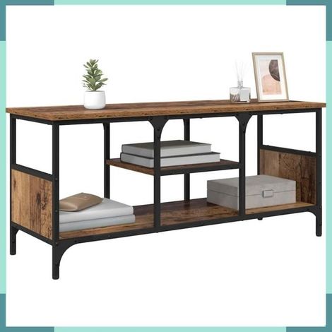 881304 Meuble TV Bois Ancien 100 x 35 x 45 cm Bois d'ingénierie et fer (1/5)