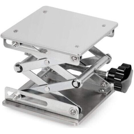 BUNTHAUS Table élévatrice de laboratoire, plateforme de laboratoire, acier inoxydable, 150 x 150 mm, hauteur de levage réglable de 75 à 260 mm, charge maximale 10 kg