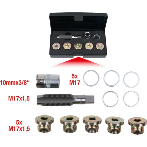 KS Tools Kit de réparation pour bouchons de vidange, 12 pcs. M17x1,5 (1/5)