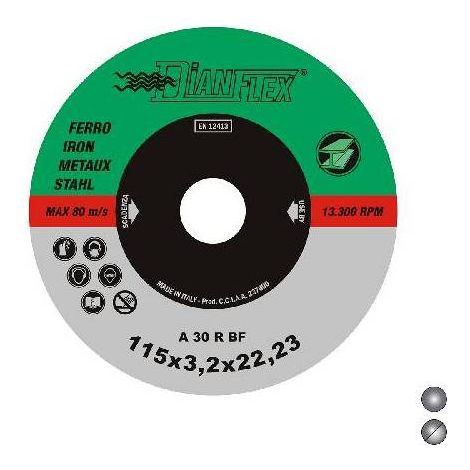 DISCO ABRASIVO PER FERRO Misura: mm 115 x sp. 1.0 Ferro-Inox