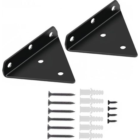 2 Pièces Supports D'étagère Flottants, Supports à Tablettes Muraux Triangulaires Invisibles Equerre Etagere Murale 80x100mm, Noir (1/5)