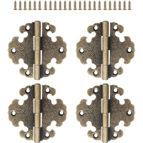 4 antike Scharniere – Dekorative Scharniere – Mini-Retro-Scharniere – Türscharniere – Vintage-Bronze-Scharniere