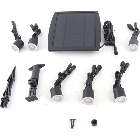 Lot de 6 lampes solaires de terrasse 3,2 V 0,2 W IP65, éclairage solaire de jardin avec détecteur de mouvement, lampe encastrée, éclairage LED blanc chaud (1/5)