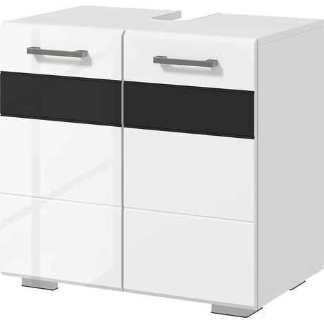 kleankin Mobile Sotto Lavabo Bagno a U Salvaspazio in MDF Bianco
