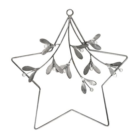 Star Mistletoe Wreath - Glass/Metal - L31 x W1.5 x H31 cm - Galvanised