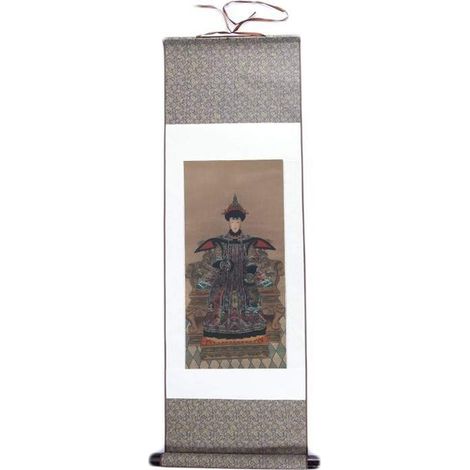 Kakemono Impératrice de Chine - Tapisserie Murale - Décoration Japonaise à Suspendre - 100 x 30 cm - Pour Maison, Bureau - Tableau Japonais Estampe - Coloris Gris - Idée Cadeau Japon Asie (1/4)