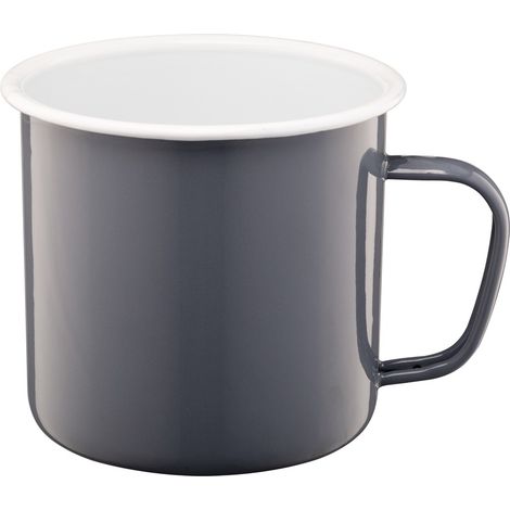 Tazza smaltata ROBERTO con manico 1,2 l 1200 ml 12 cm grigio (1/3)