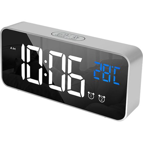 Réveil Numérique pour Chambre - 2 Alarms avec Snooze - Port de Charge USB - Affichage 12/24H - Luminosité Réglable (1/5)