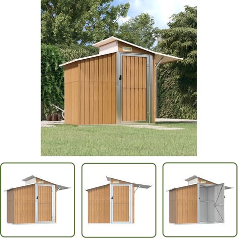 Abri de jardin  Stockage extérieur Marron 270x130x208,5 cm Acier galvanisé 54992 (1/5)