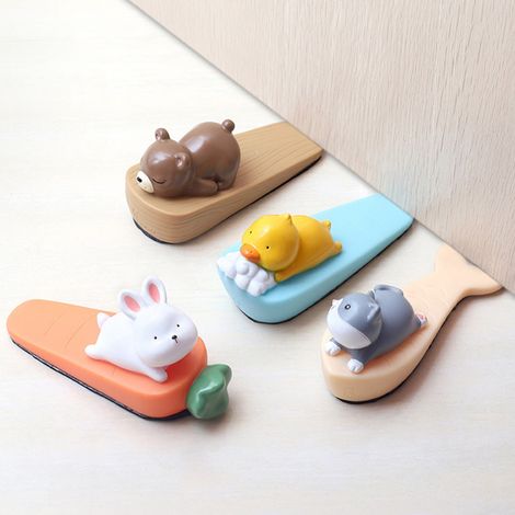 Ruijie Türstopper in niedlicher Tierform, Hasenmuster, dekorativer und stoßdämpfender Türstopper für die Kindersicherheit im Wohnzimmer. (1/5)