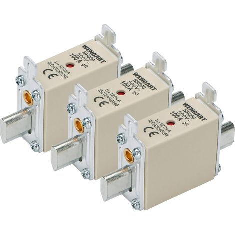 NH000 Knife Fuse (Size 000) - Pack of 3-100A - Class gG - AC 500V - HPC 120kA - Protection for TGBT and Industrial Boards (1/5)