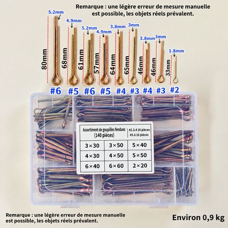Assortiment de 140 goupilles bêta R en acier à ressort petit modèle 140 900 g – Livraison gratuite
