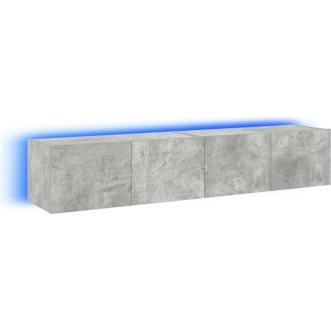 Mobili TV  Armadietto TV  Mobile Porta TV a Parete con Luci LED 2 pz Grigio Cemento 80x35x31 cm (1/5)