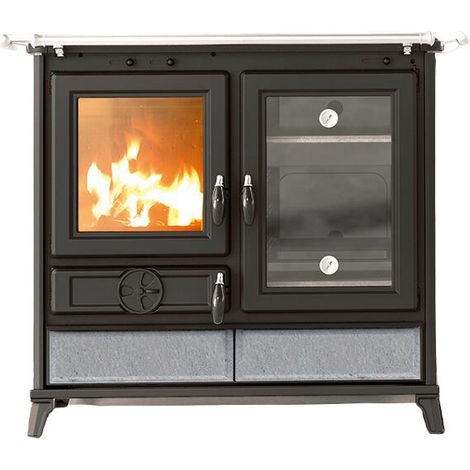 Thermorossi – Cuisinière à bois en pierre 12.1 kW – Fours indépendants jusqu'à 400°C – Plaque de cuisson en fonte – Rendement 86.7% – Classe A+ (1/5)