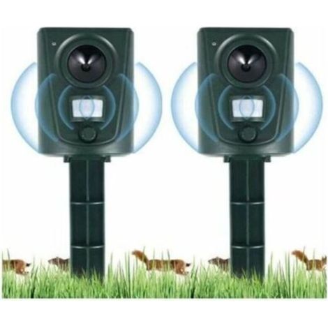 2023 2X Ultraschall-Katzenabwehrgerät für Gärten, Katzenabwehrgerät mit Erdspießen zur Abwehr von Hunden, Katzen und Vögeln, für Gärten, Felder, Baumschulen, wasserdicht (1/5)
