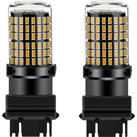 Lot de 2 ampoules LED jaunes 3157 P27-7W T25 pour voiture, compatibles Canbus. (1/5)