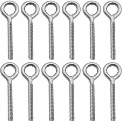 CCYKXA Lot de 12 Boulons à Oeil en 304 Acier Inoxydable Vis à Anneau Piton à Visser pour Balançoire Machine Extérieure - M8
