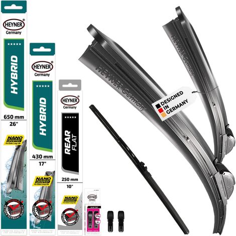 HEYNER® Scheibenwischer mit Heckwischer für FORTHING U-TOUR (09.2023 - 06.2026) HYBRID Flachbalkenwischer
