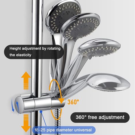 AIDUCHO Support de Douche, 18-25MM à Diamètre Réglable,Chromé + Conception ABS Support Douchette, Installation Simple, Convient Aux Barres de Douche Rondes (1/4)