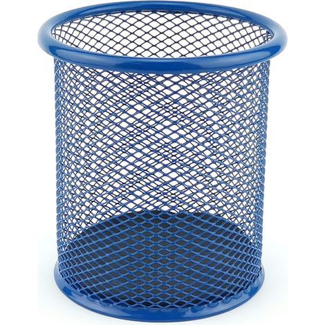 Porte-stylo en métal rond, porte-stylo en métal, porte-stylo en maille, 9 x 10 cm, bleu foncé (1/5)