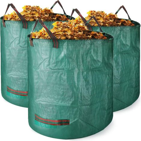 3x sacs de jardin 272L indéchirables étanche Heavy Duty Grande Sacs avec poignées, pliable et réutilisable ,Sac à déchets (1/5)