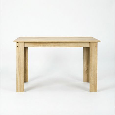 Mesa de comedor moderna de 120 x 69 x 75 cm en tablero de partículas con acabado roble HOMVRA (1/5)