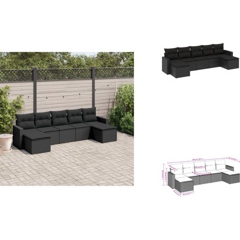 Salon de jardin 7 pcs avec coussins noir résine tressée - Salon De Jardin - Mobilier De Jardin - Salon Extérieur - Set De Canapé - Résine Tressée (1/3)
