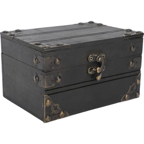 Retro-Schmuckkästchen aus Holz, Schatztruhe, Aufbewahrungsbox, Organizer, Aufbewahrungskoffer, Schmuckkästchen für Mädchen, Freundinnen, Frauen, Vintage Grau (1/5)