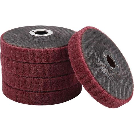 Lot de 5 disques à lamelles en fibre de nylon de 10 cm (4 pouces) pour le polissage et le meulage, éponge à récurer pour meuleuse d'angle. (1/4)