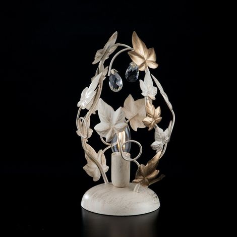 Lámpara de mesa en hierro marfil dorado claro y pedrería 18x h30 cm ivy