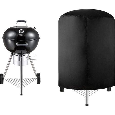 Round Barbecue Cover, 210D Oxford Fabric Waterproof Barbecue Grill Cover, Barbecue Cover Protective Tarp BBQ Grill Cover, Black (7168cm) (1/5)