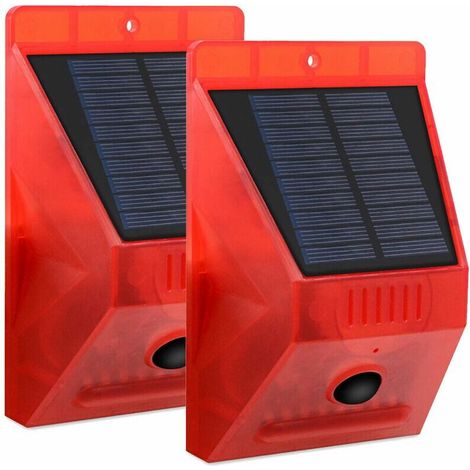Alarme lumineuse solaire avec détecteur de mouvement, étanche IP65, lumière LED clignotante pour appartement ou terrasse (lot de 2).-AquaForge (1/3)