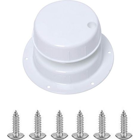 6 Évent de plomberie RV, diamètre 13,4 cm, hauteur 7,4 cm, plastique blanc, avec vis (1/5)