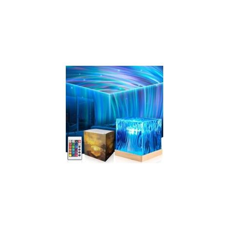 Projecteur Ciel Étoilé et Aurore Boréale - Lampe Cube avec Haut-Parleur Bluetooth, 16 Couleurs, Télécommande USB, Effet Ondulatoire et Rechargeable, pour Décoration et Cadeau (A) (1/5)