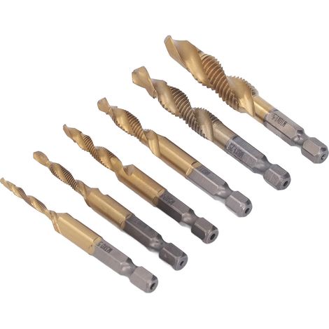 Lot de 6 forets taraudeurs filets fins acier rapide resistant usure pour percer et tarauder (1/5)