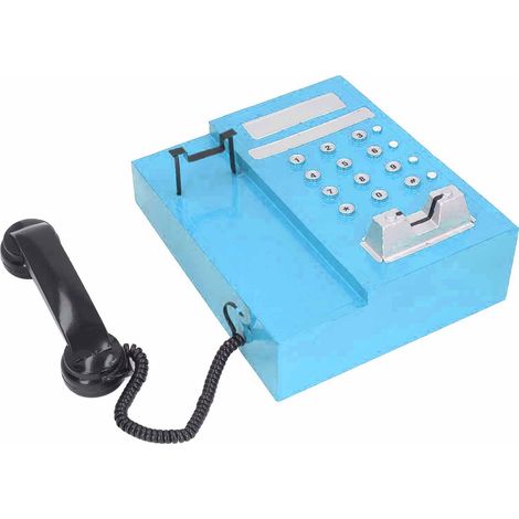 Maquette de téléphone rétro, modèle ancien innovant et raffiné, idéal pour les jeux de rôle, la photographie et la décoration intérieure (bleu). (1/5)