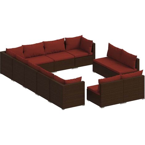 Maison Exclusive - 12-tlg. Garten-Lounge-Set mit Kissen Braun Pol (1/5)