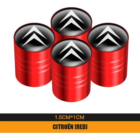 (Rouge) 4 bouchons de valve de pneu en métal compatibles avec C4, C3, C5, C1, C2, Berlingo, C-Elysée, C4 Picasso, C4 Aircross, Saxo et Grand (1/5)