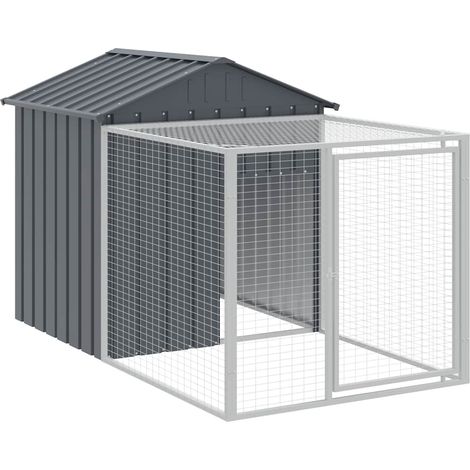 Gallinero jaula para gallinas con corral 117 x 201 x 123 cm acero galvanizado antracita 020043946
