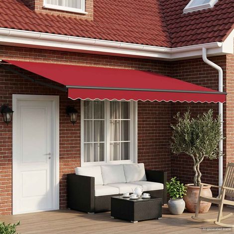 Toldo Retráctil Eléctrico Rojo 4 x 3 m