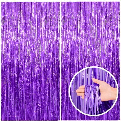 Rideaux à franges pour décoration de fête (lot de 2, violet) — Idéal pour les thèmes Halloween et sorcier (1/5)