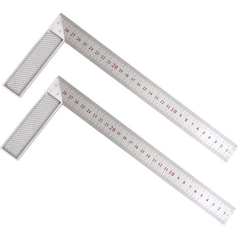 Escuadra de carpintero (2 piezas) - fabricada en aleación de aluminio - robusta, duradera, fácil de transportar, adecuada para obras de construcción (300 mm). (1/5)