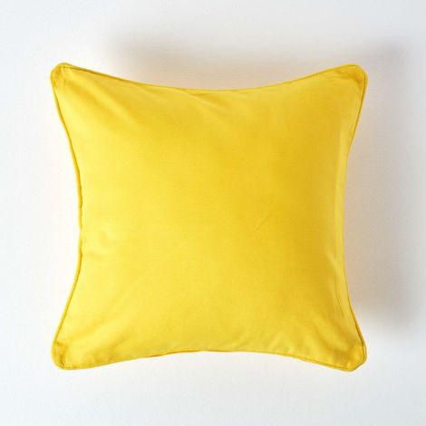 HOMESCAPES Housse de coussin Uni Jaune, 45 x 45 cm