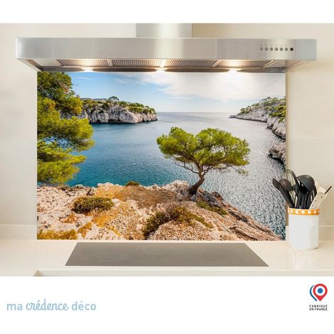 Fond de hotte : Calanque Cassis - Verre trempé - 60 cm - 45 cm