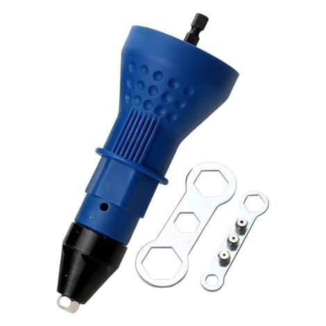 Adaptateur pour riveteuse Pjeghbvop en acier allié, à tige hexagonale, optimisé pour les riveteuses électriques, résistant à l'usure, compatible avec les pistolets à riveter et les perceuses électriqu (1/5)
