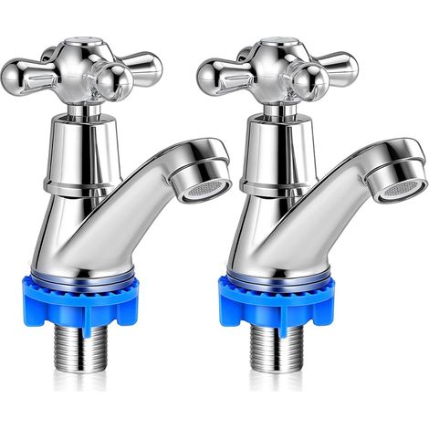 Paire De Robinets Pour Lavabo De Salle De Bain Avec Poignée Unique Robinet D'Eau Froide Et Chaude Rotatif Robinetes Monotrou En Alliage De Zinc Durable Installation Facile Pour Vasque (1/5)