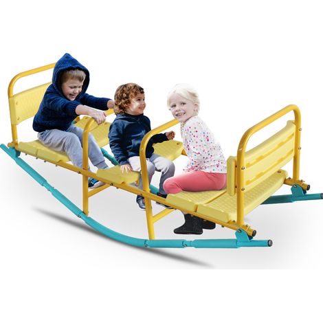 Balancín infantil de 3 plazas 132,99 cm con estructura metálica y asientos con respaldo (1/5)