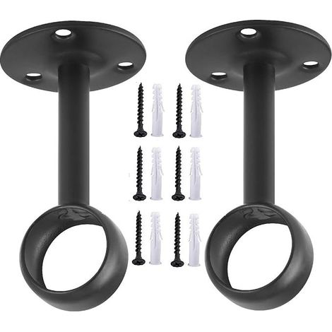 Crochets supérieurs pour tringles à rideaux d'un diamètre maximal de 2,9 cm, lot de 2, noirs