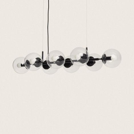 Lámpara Colgante Metal y Cristal Wassily 8 Focos Negro